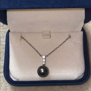Mikimoto Black Pearl and Diamond Necklace
